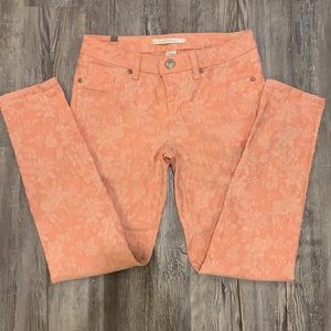 Lauren Conrad embroidered peach pink skinny jeans